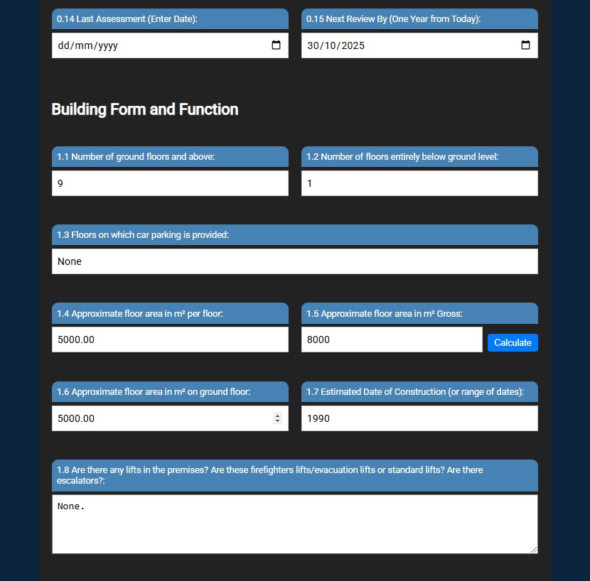 Risk Assessments Screenshot